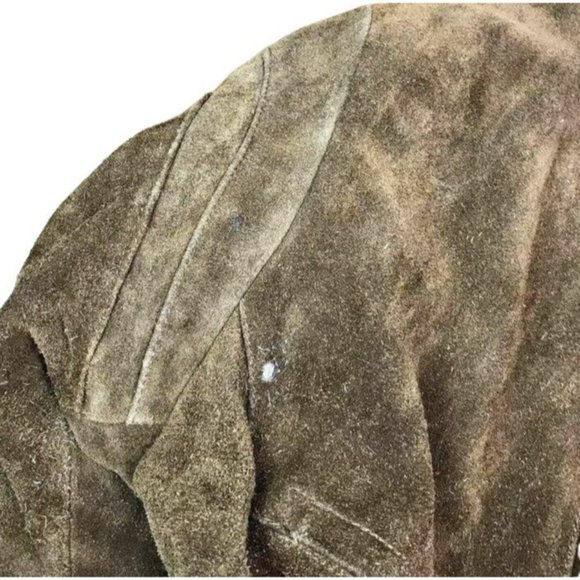 WEEKENDER Vintage Leather Jacket Size 42 Men's Zip-Up Button Sleeves Brown - Picture 11 of 11